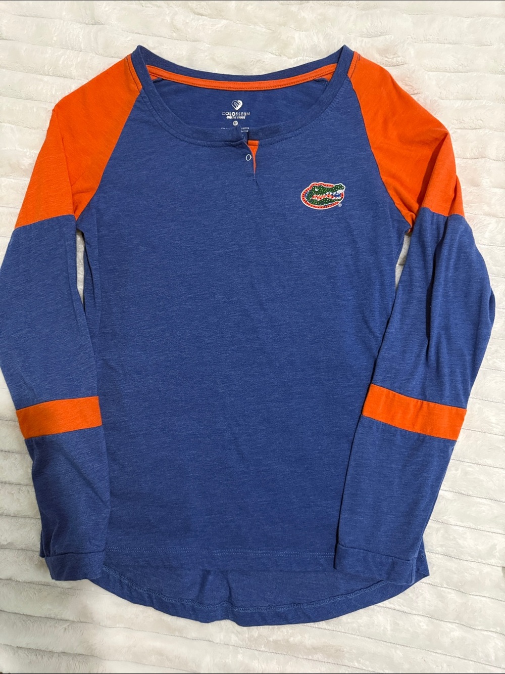 Colosseum Blue and Orange Florida Gators Long-Sleeve Raglan Top M